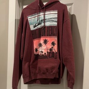 Huntington Beach Graphic Hoodie - Maroon